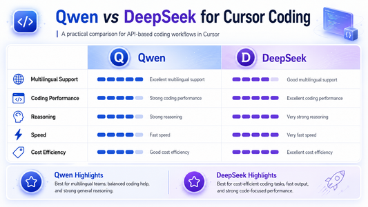 Comparison chart of GLM, DeepSeek and Qwen for AI coding in Cursor